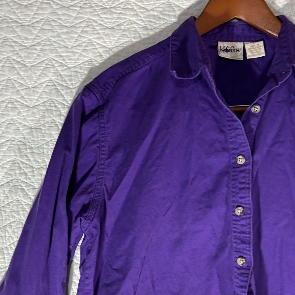 Vibrant Purple Button Down Shirt for Women - Picture 3 of 11